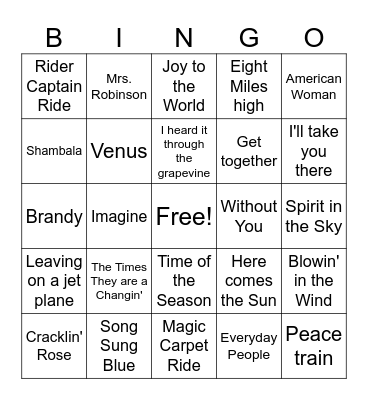 Summer of Love #1 Bingo Card
