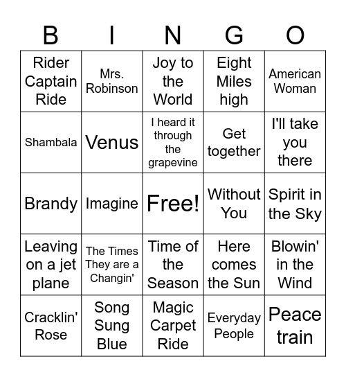 Summer of Love #1 Bingo Card