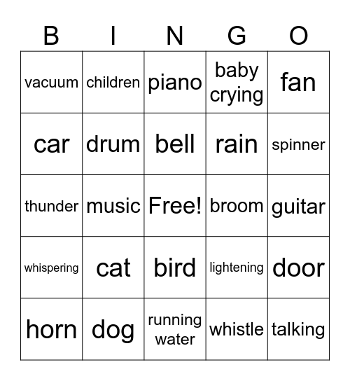 Sounds We Hear Bingo Card