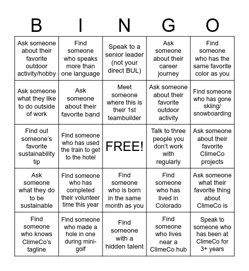 Team Builder 2024 | Human Bingo Card