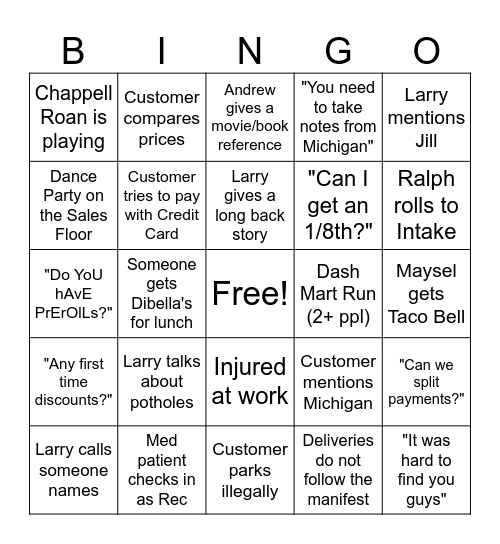 The Landing CLE Bingo Card