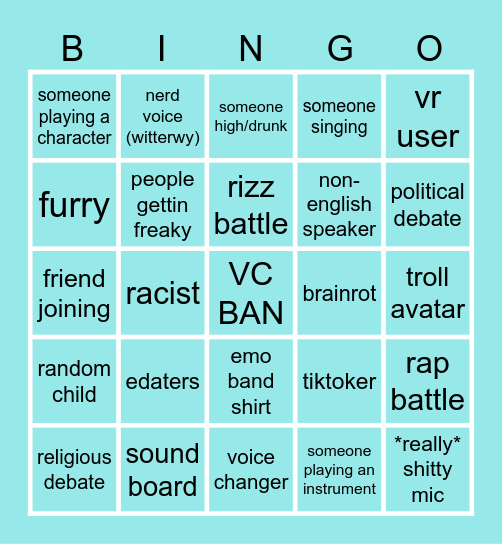 Mic Up Bingo Card