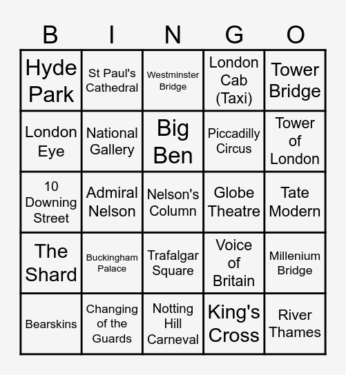 London-Bingo Card