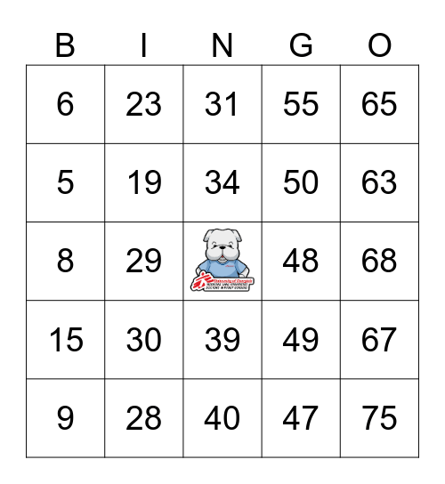 UGA Friends of MSF Bingo Night Bingo Card