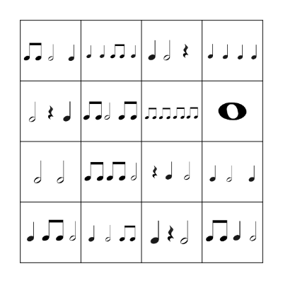 Rhythm Bingo #1 Bingo Card