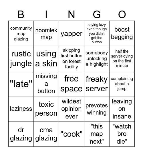 flood escape 2 pro server bingo Card