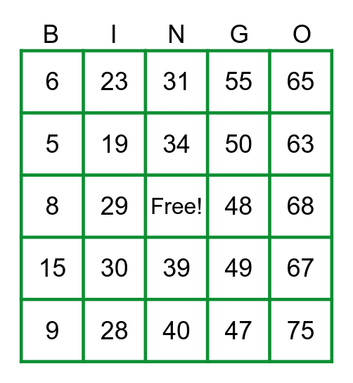 CRAFTER'S BINGO Card