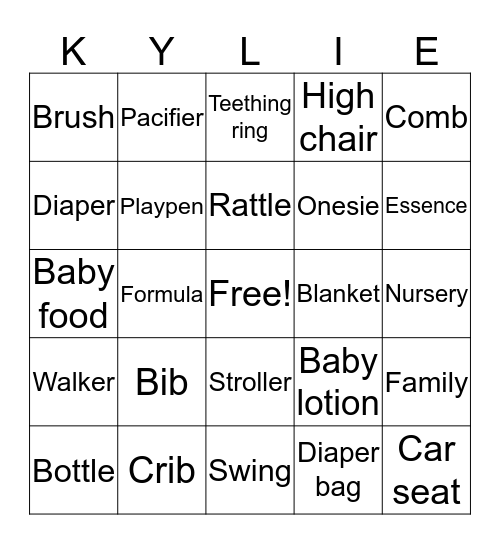 ESSENCE BABY SHOWER Bingo Card