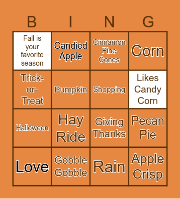 FALL Bingo Card