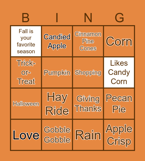 FALL Bingo Card