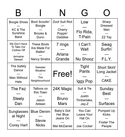 Bingo is in Style Bingo Card