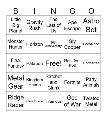 Playstation State of Play 9/24/2024 Bingo Card