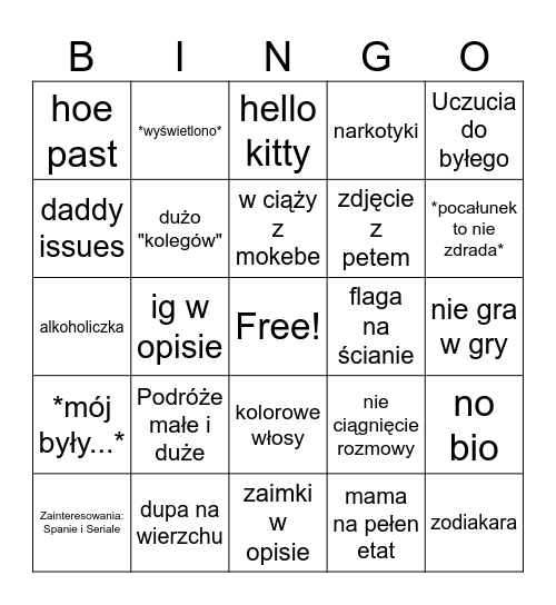 BINGO KOBIET Bingo Card