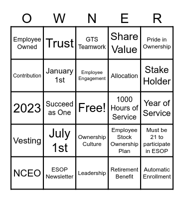 ESOP BINGO Card