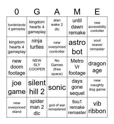 STATE OF NO PLAY Bingo Card