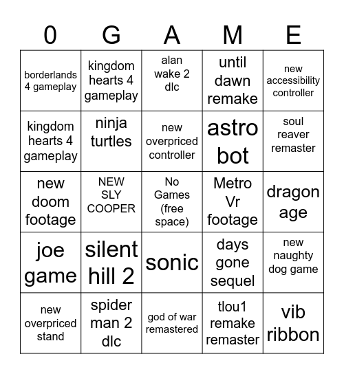 STATE OF NO PLAY Bingo Card