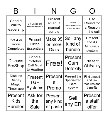 POH BINGO Green & Greenies Bingo Card