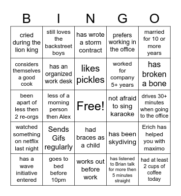 PD Bingo Card