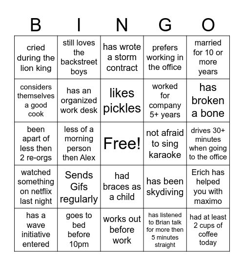 PD Bingo Card