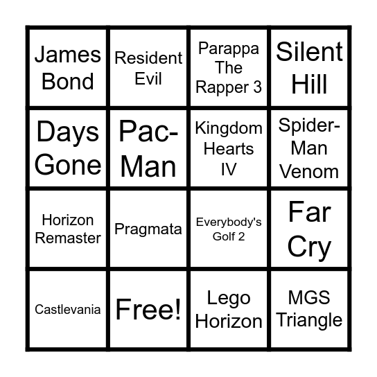 CJ Bingo Card