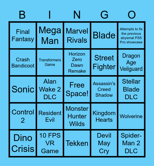 State of Play Bingo Card