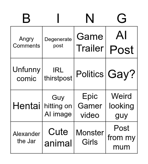 FB Bingo Card