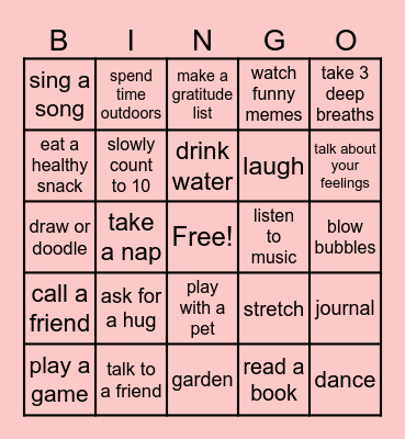 Wellness Bingo Card