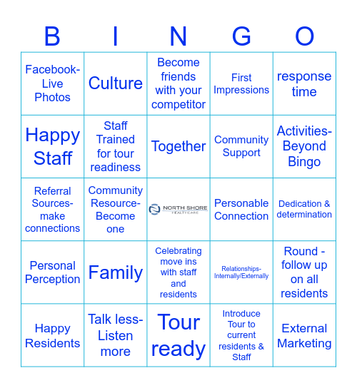 National Assisted Living Week Bingo Card