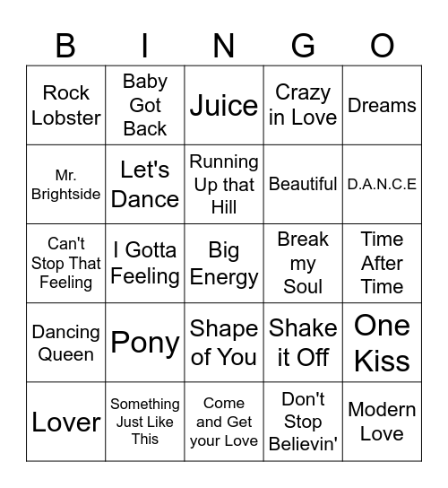 Reception - DJ Most Requested Bingo Card