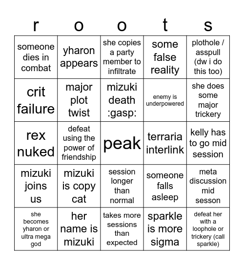 copycat Bingo Card