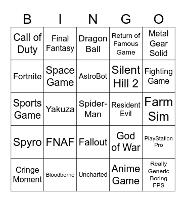 AHHHH Bingo Card