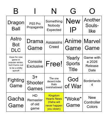 State of Play Bingo! Bingo Card