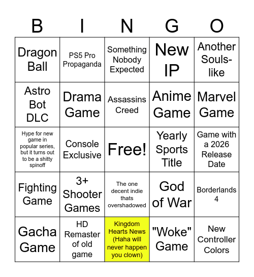 State of Play Bingo! Bingo Card