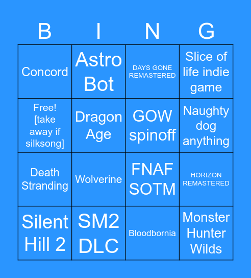 SOP Bingo Card