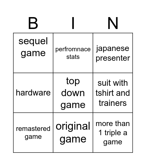 Untitled Bingo Card