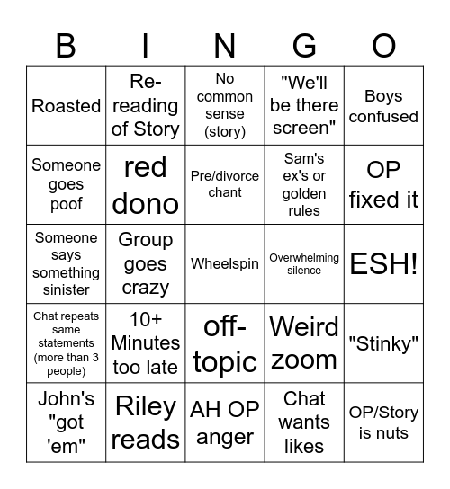 Ok Storytime Bingo Card