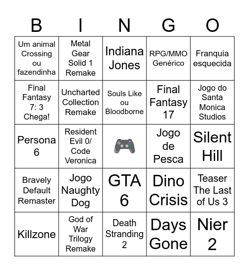 State of Play Bingo Card