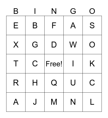 Sign Language Bingo Card