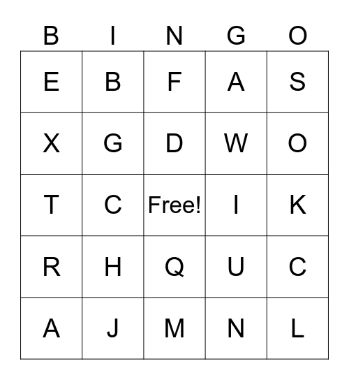 Sign Language Bingo Card