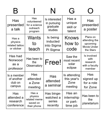 SPS BINGO Card