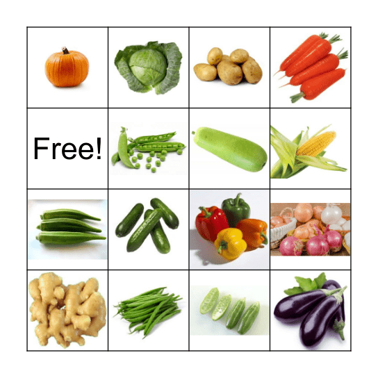 भाज्या Bingo Card