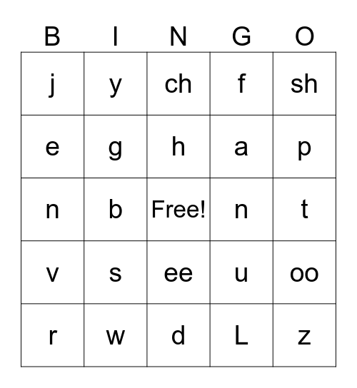 Phonics Bingo! Bingo Card