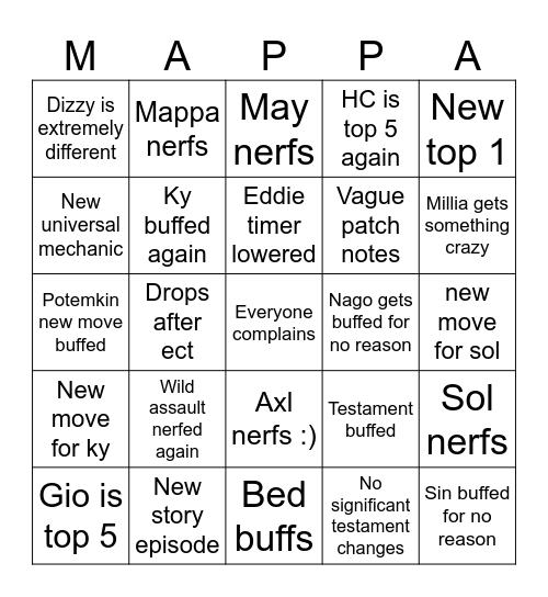 Season 4 Bingo Card