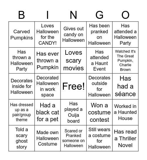 Halloween Bingo Card