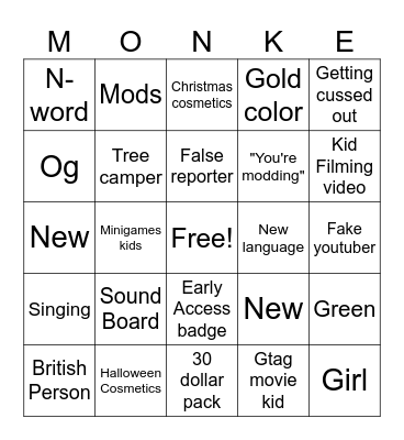 Gtag bingo Card
