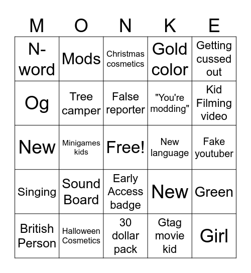 Gtag bingo Card