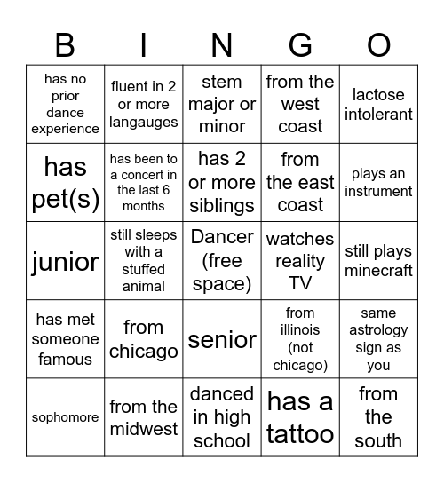 ACE Modern IceBreaker Bingo Card