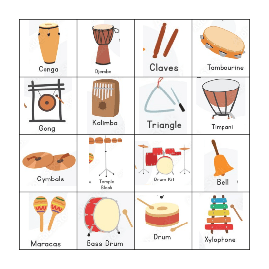 Percussion Bingo Card