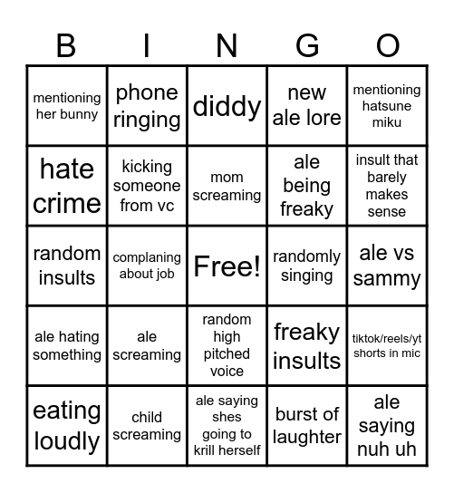 Ale Bingo Card