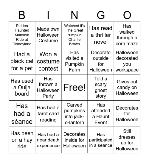 Halloween Bingo Card